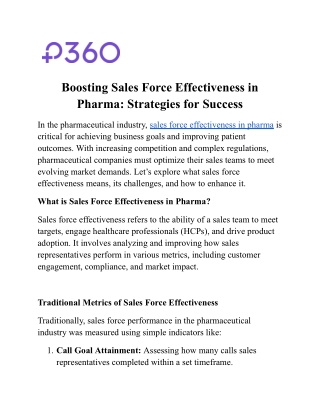 Boosting Sales Force Effectiveness in Pharma: Strategies for Success