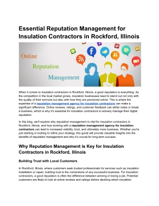 Essential Reputation Management for Insulation Contractors in Rockford, Illinois