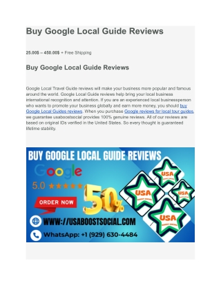 Buy Google Local Guide Reviews