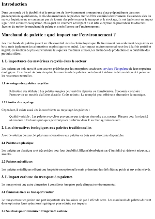 Marchand de palette : quel impact sur l’environnement ?