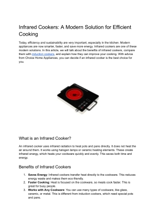 Infrared Cookers_ A Modern Solution for Efficient Cooking