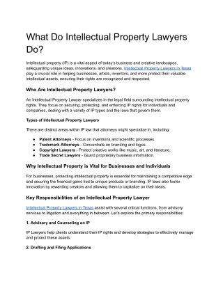 What Do Intellectual Property Lawyers Do