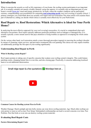 Roof Repair vs. Roof Restoration: Which Alternative is Greatest for Your Perth H