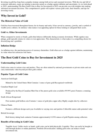 The Best Gold Coins to Buy for Investment in 2025