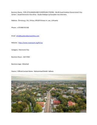 FOR LITHUANIAN AND EUROPEAN CITIZENS - SAUDI  Saudi Arabian Government Visa Cent