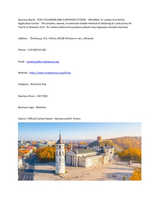 FOR LITHUANIAN AND EUROPEAN CITIZENS - SRILANKA  Sri Lankan Visa Online Applicat