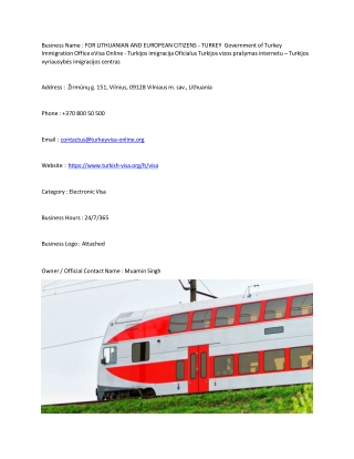 FOR LITHUANIAN AND EUROPEAN CITIZENS - TURKEY  Government of Turkey Immigration
