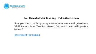 Job Oriented Vlsi Training Takshila-vlsi.com