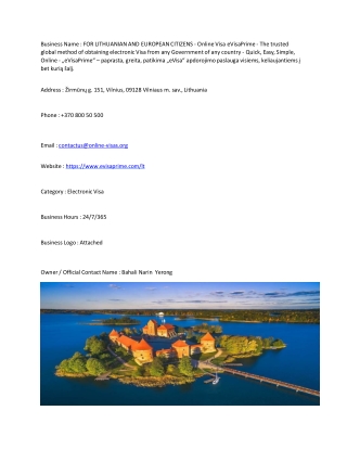 FOR LITHUANIAN AND EUROPEAN CITIZENS - Online Visa  eVisaPrime - The trusted gl