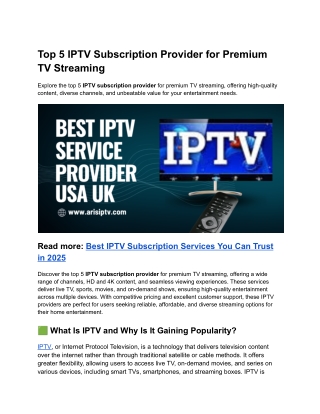 Top 5 IPTV Subscription Providers for Premium TV Streaming
