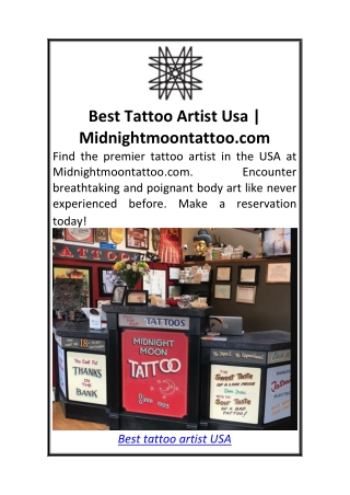 Best Tattoo Artist Usa  Midnightmoontattoo.com