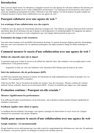 Comment mesurer le succès d'une collaboration avec une agence de web ?