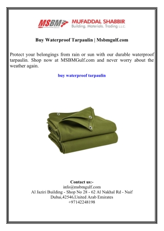 Buy Waterproof Tarpaulin  Msbmgulf.com