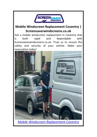Mobile Windscreen Replacement Coventry  Screensaverwindscreens.co.uk