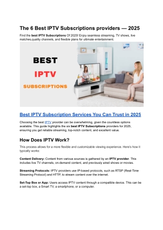 The 6 Best IPTV Subscriptions providers — 2025