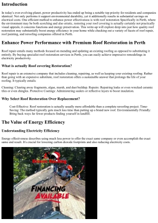 Improve Power Efficiency along with Top Quality Roof Restoration in Perth