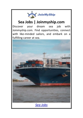 Sea Jobs  Joinmyship.com