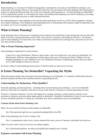 Is Estate Planning Tax Deductible? Unpacking the Myths