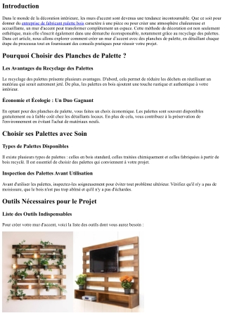 “Créer un Mur d’Accent avec des Planches de Palette”