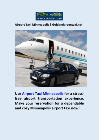 Airport Taxi Minneapolis  Goldandgreentaxi.net