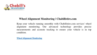 Wheel Alignment Monitoring Chabillstire.com