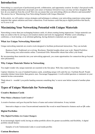 Maximizing Your Networking Potential with Unique Materials
