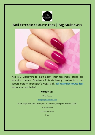 Nail Extension Course Fees  Mg Makeovers