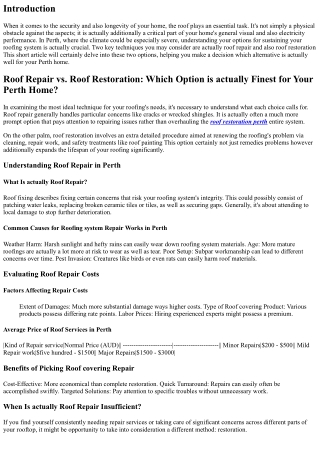 Roof Repair vs. Roof Restoration: Which Possibility is actually Ideal for Your P