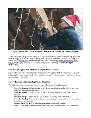 Corey Eschweiler: How to Avoid Electrocution Caused by Holiday Lights