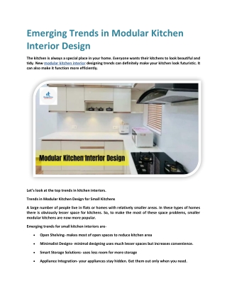 Emerging Trends in Modular Kitchen Interior Design