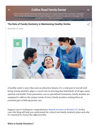 The Role of Family Dentistry in Maintaining Healthy Smiles