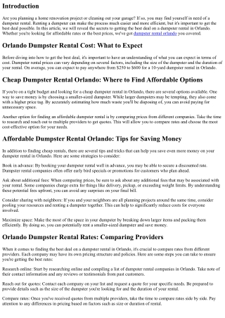 “Revealed: How to Get the Best Deal on a Dumpster Rental in Orlando”