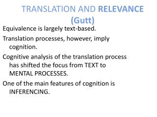 TRANSLATION AND RELEVANCE ( Gutt )