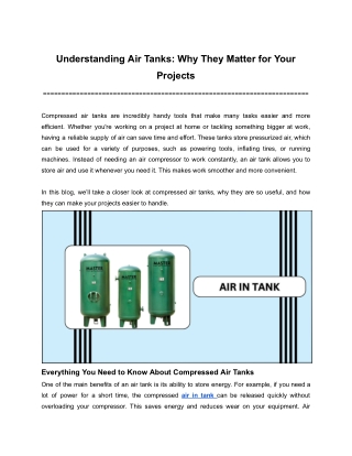 Understanding Air Tanks: Why They Matter for Your Projects