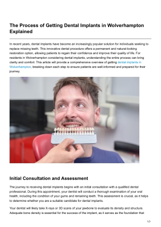 The Process of Getting Dental Implants in Wolverhampton Explained