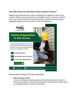 How Often Should You Schedule a Home Inspection Service?