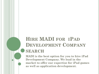 MADI offers iPad Game Developer India service