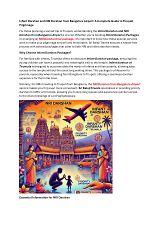 Infant darshan and NRI darshan