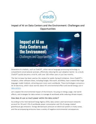 Impact of AI on Data Centers and the Environment Challenges and Opportunities