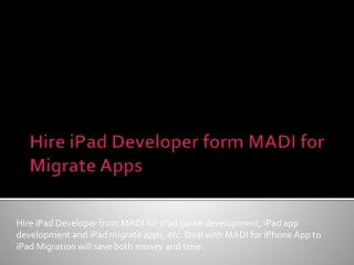 Migrate Apps and iPhone App to iPad Migration solutions with