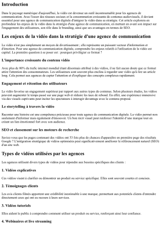 Les enjeux de la vidéo dans la stratégie d'une agence de communication