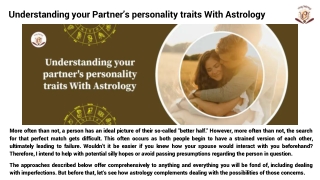 Understanding your Partner’s personality traits With Astrology