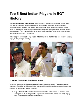 Top 5 Best Indian Players in BGT History (1)