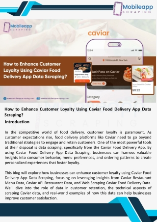 How to Enhance Customer Loyalty Using Caviar Food Delivery App Data Scraping pdf