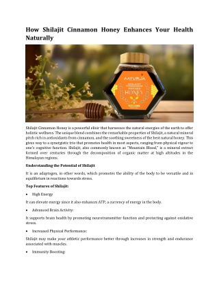 How Shilajit Cinnamon Honey Enhances Your Health Naturally