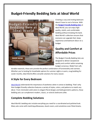 Budget-Friendly Bedding Sets at Ideal World