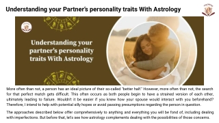 Understanding your Partner’s personality traits With Astrology