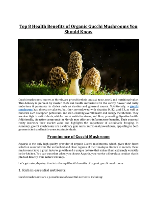 Top 8 Health Benefits of Organic Gucchi Mushrooms You Should Know