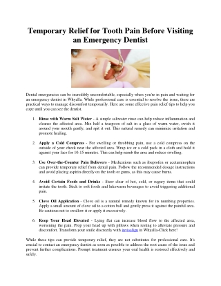 Temporary Relief for Tooth Pain Before Visiting an Emergency Dentist