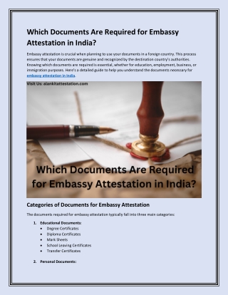 Which Documents Are Required for Embassy Attestation in India